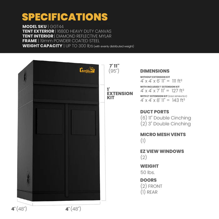 Gorilla Grow Tent 4'x4'